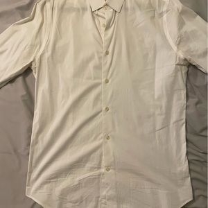 Express 1MX White Fitted Dress Shirt